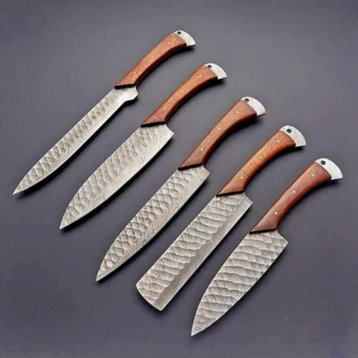 Custom Handmade HAND FORGED DAMASCUS STEEL CHEF KNIFE Set Kitchen Knives-Cutlery