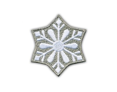 Schneeflocke - weiß-silberner Faden Aufnäher/Abzeichen bestickt