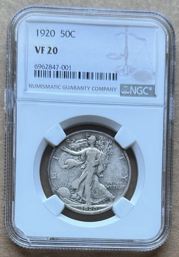 1920 50C NGC VF 20 1920 WALKING LIBERTY HALF DOLLAR SILVER 50c