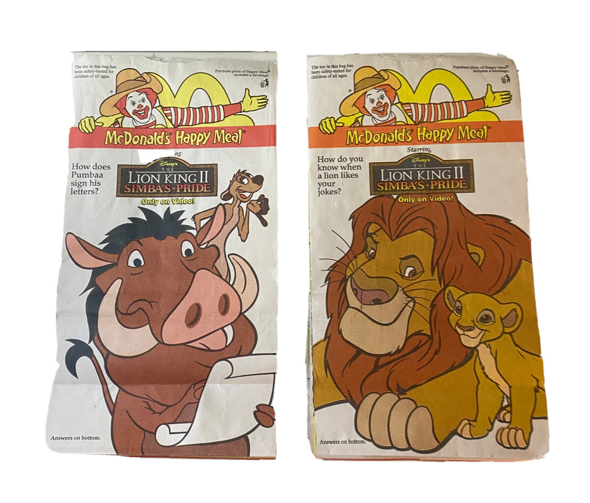 1998 The Lion King II Simba's Pride Toys McDonald's Happy Meal Toy