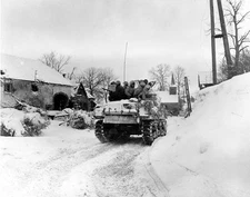 US Soldiers on tank Battle of the Bulge 8"x 10" World War II WW2 Photo 456