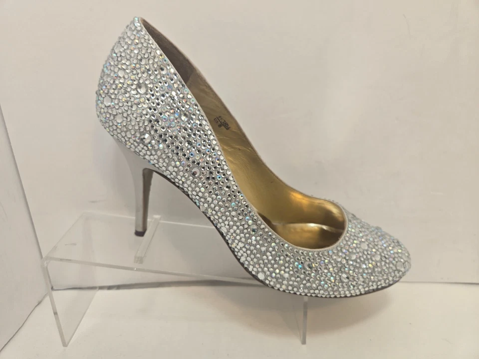 Zapatos de salón Benjamin Adams London plateados de cristal zapatos de boda de vacaciones EE. UU. 8 B Foto 3 de 4