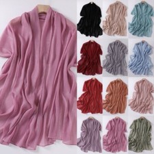 Chiffon Women Scarf Muslim Long Shawl Solid Color Islamic Arab Lightweight Hijab