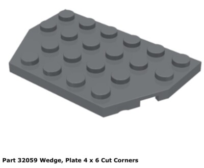 Lego 1x 32059 Dark Bluish Gray Wedge, Plate 4 x 6 Cut Corners 8039