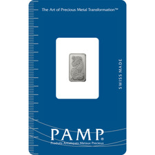 Pamp Suisse Lady Fortuna 1 Gram Platinum Bar - Large Card Assay 3661.19 per troy oz