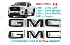 Front Rear White Black Emblem 2019-2024 GMC Sierra 1500 2500HD 3500HD Canyon