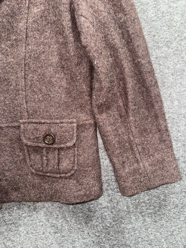 Blazer Harve Benard vintage feminino marrom 100% lã casaco de 3 botões - Imagem 2 de 4