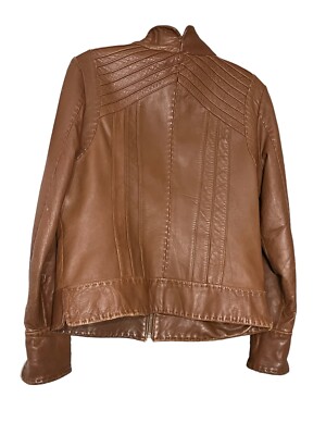 Black Rivet Genuine Leather Jacket Ladies VTG Size L Hand Over