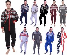 Unisex Mens Onesie0 Pajamas Adult Hooded One Piece Playsuit Jumpsuit All In One