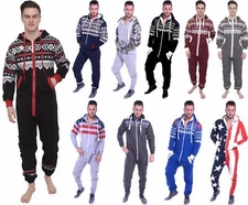 Unisex Mens Onesie0 Pajamas Adult Hooded One Piece Playsuit Jumpsuit All In One