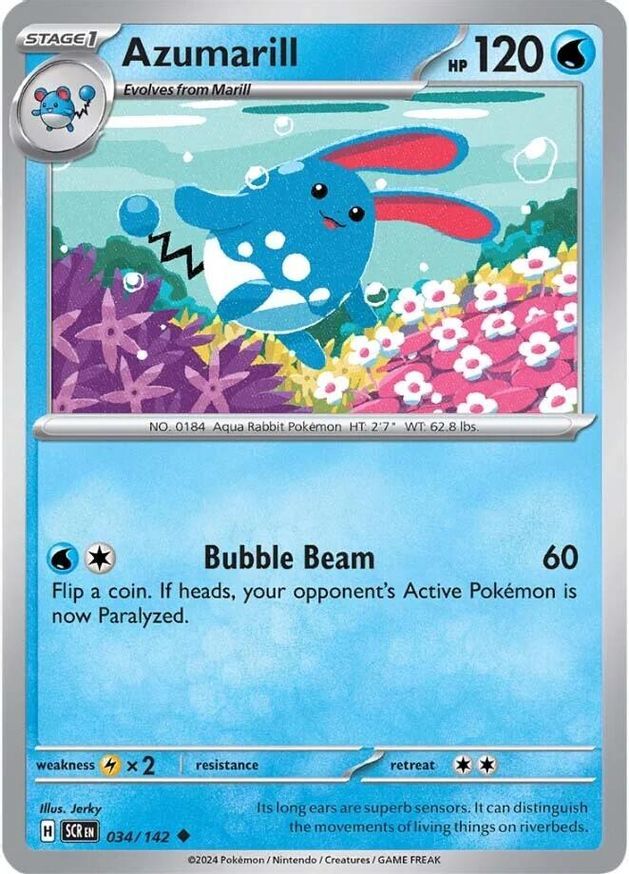 Pokemon Azumarill (34/185) Stellar Crown NM REVERSE HOLO