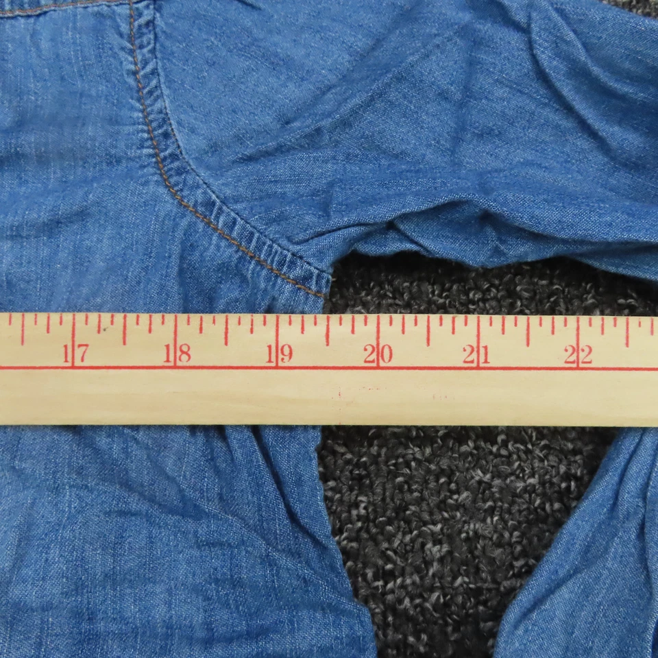 Mossimo Supply Shirt Womens Small Blue Boyfriend Fit Snap Button Up Long Sleeve - Изображение 3 из 4