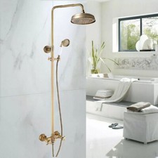Antique Brass Bathroom 8" Round Rain Shower Head Faucet Set Mixer Tap frs826