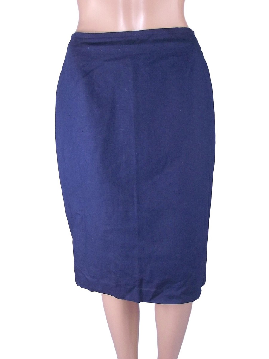 Henriette Gonna Ginocchio Taglia 42 M Medium Blu Dritta Foderata