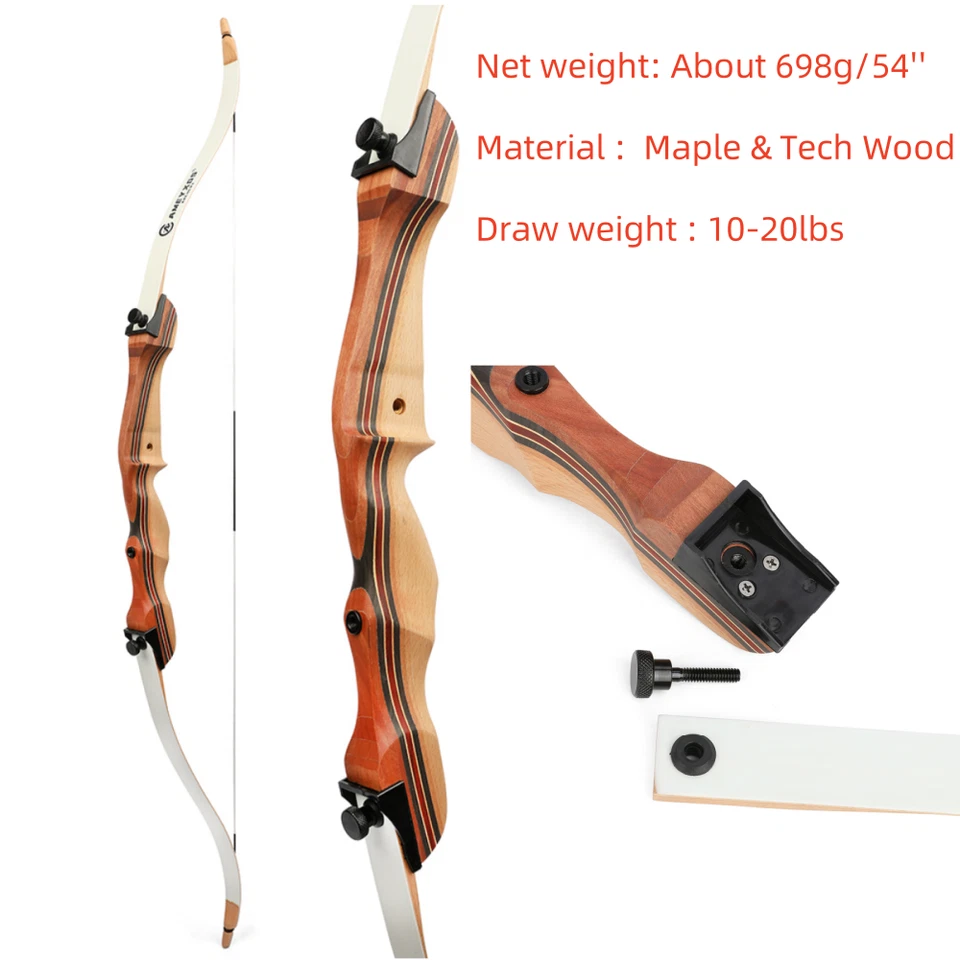 48'' 54" Youth Recurve Bow 10-20lbs Archery Takedown Bow Arrows Shooting Target - Image 2 of 4
