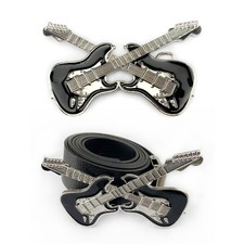 Vintage Style Black Color Enamel Guitar Music Belt Buckle for Adult Unisex