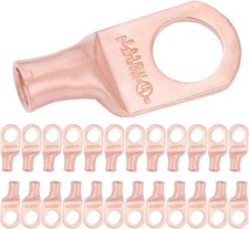 25pcs 8 AWG 3/8 Stud Battery Lugs Heavy Duty Copper Ring Terminals Gauge Cable