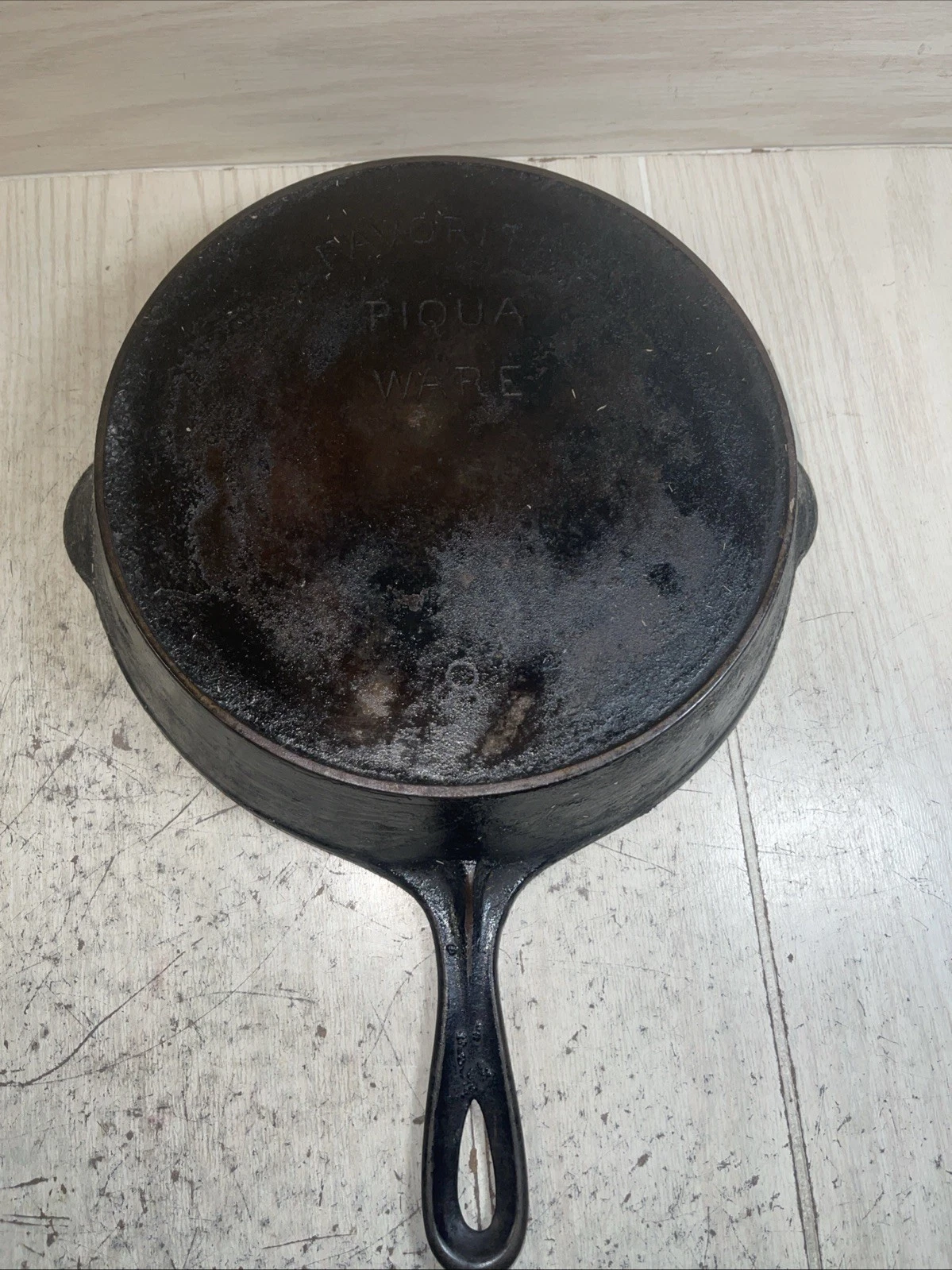 Favorite Piqua Ware 8 Arc Logo Cast Iron Skillet W Heat Ring No Wobble