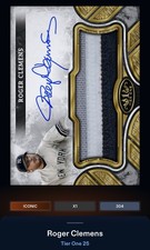 25 Topps Bunt DIGITAL Tier One Signature Relic ICONIC Roger Clemens