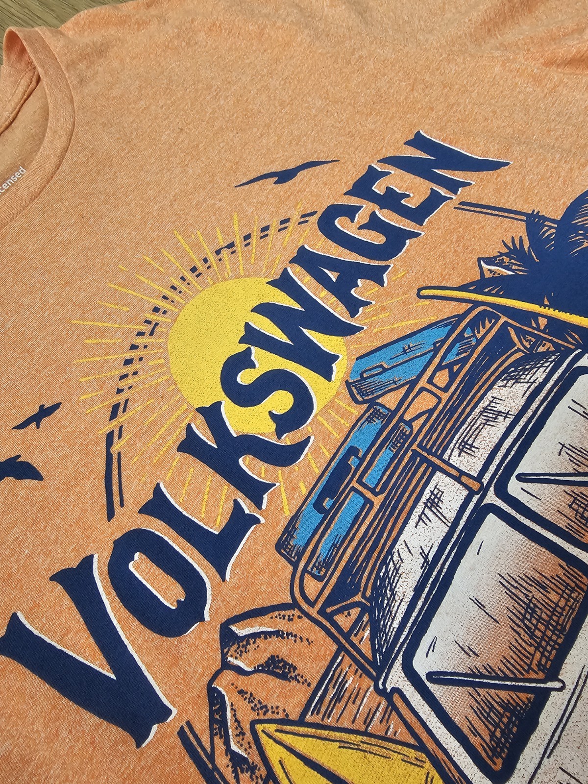 Official Volkswagen Camper Van Graphic T Shirt Orange Coral Medium F&F image 3