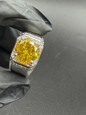 2.30Ct Round Lab-Created Citrine Solitaire Engagement Ring 14K White Gold Plated