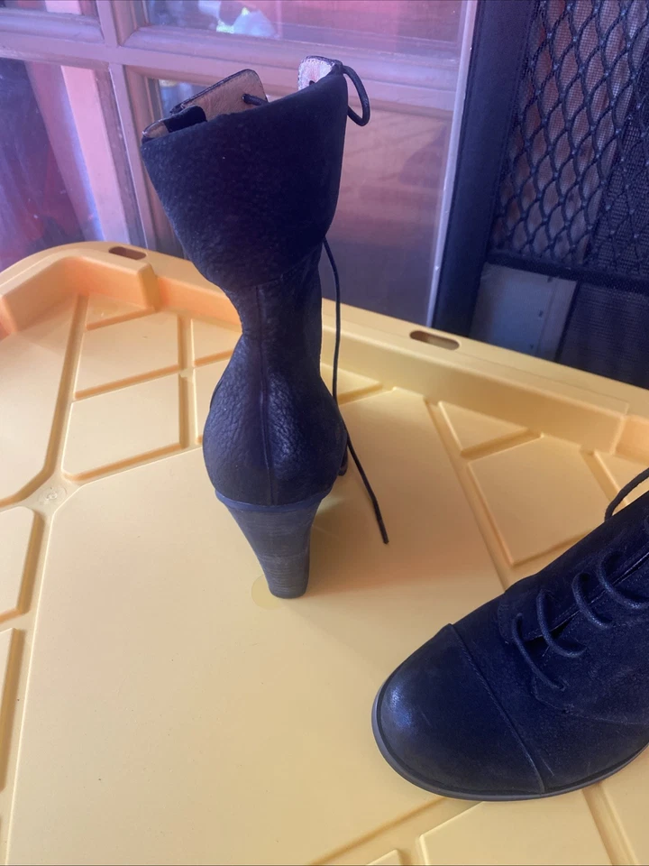 Max Studio Negro Cuero Suave Tacón Grueso Botines con Cordones Talla 9 Foto 4 de 4