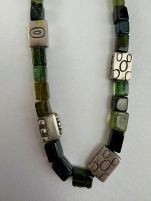 #ad Lisa Jenks Green Stone and Sterling Bead Necklace $325.00