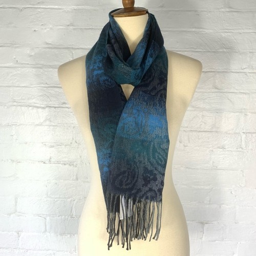 Made In Italy Blue Ombré Paisley Muffler Scarf One Size Steve Madden NWT