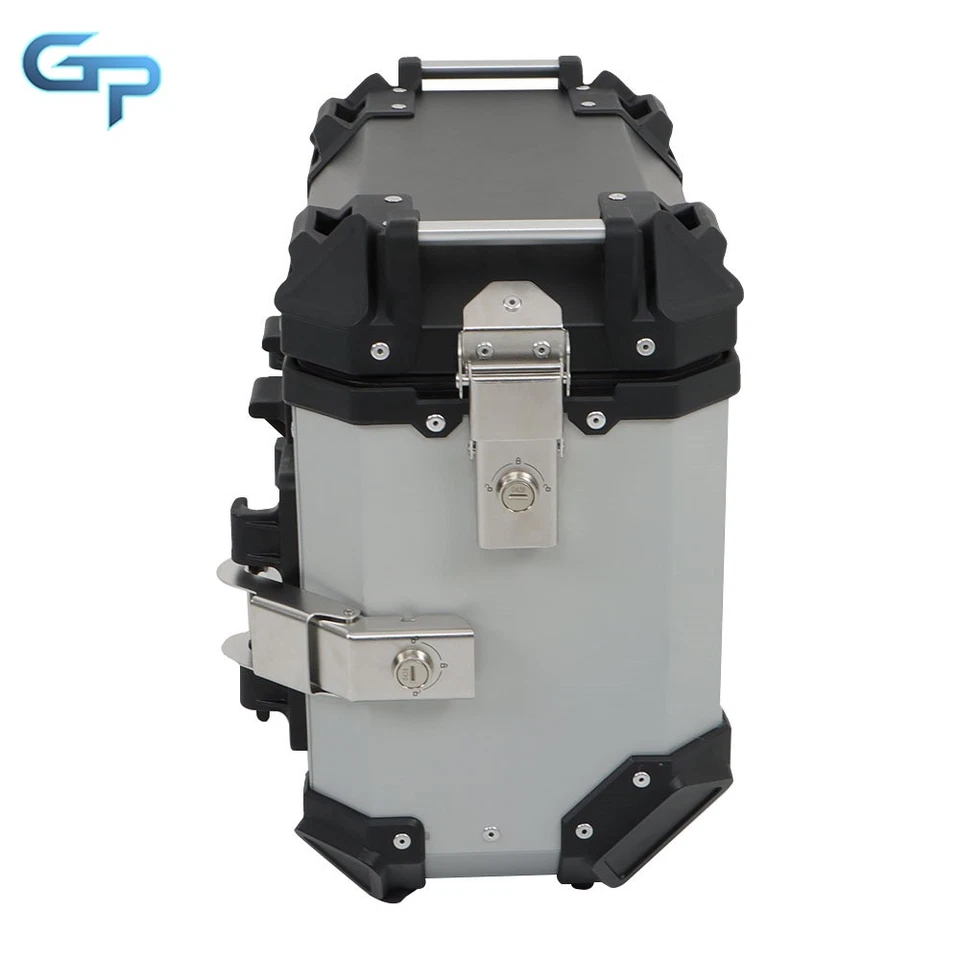 2×Silver 36L Hard Side Saddlebag Box Trunk Tour motorcycle Foto 4 de 4