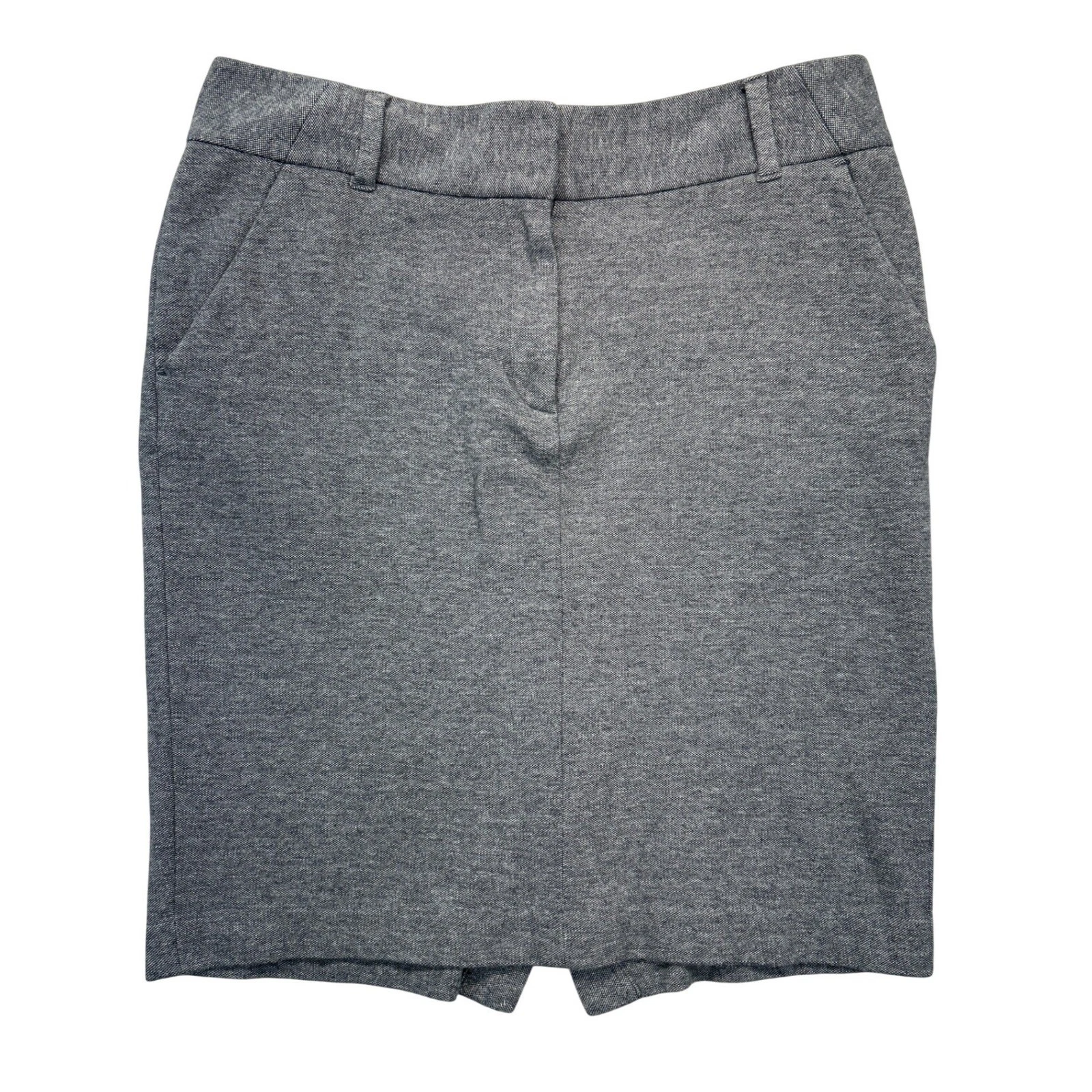 LOFT Pencil Skirt Women 12 Grey 100% Cotton Knee Length Belt Loops Career