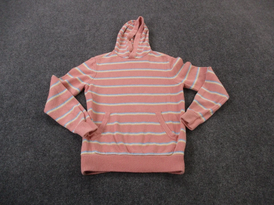 Moletom com capuz Faherty feminino S rosa listrado tecido boho praia pulôver preppy - Imagem 2 de 4