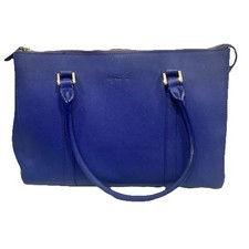 Agnes B Voyage Royal/Cobalt Blue Large Shoulder Bag Top Handle Zipper Spacious