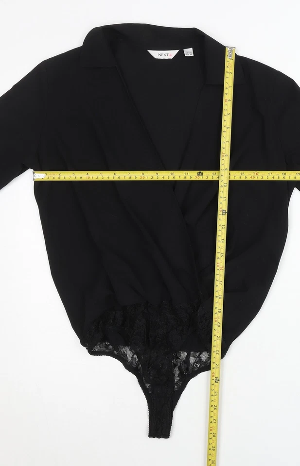 Next Womens Black Lace Collar Bodysuit UK 12 Long Sleeve Party — 第 2/4 张图片