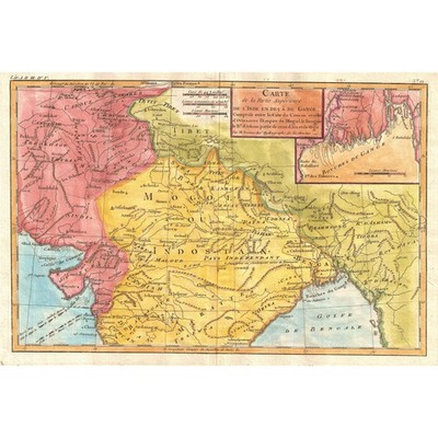 Rigobert Bonne's 1780s Map of Northern India and Neighboring Regions