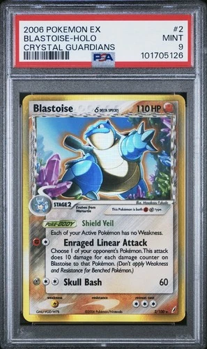 Blastoise Delta Species Holo PSA 9 Mint 2/100 Crystal Guardians