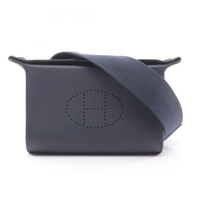 HERMES Vide Poshe Shoulder Crossbody Bag Togo Leather Navy Blue Nuit SHW K