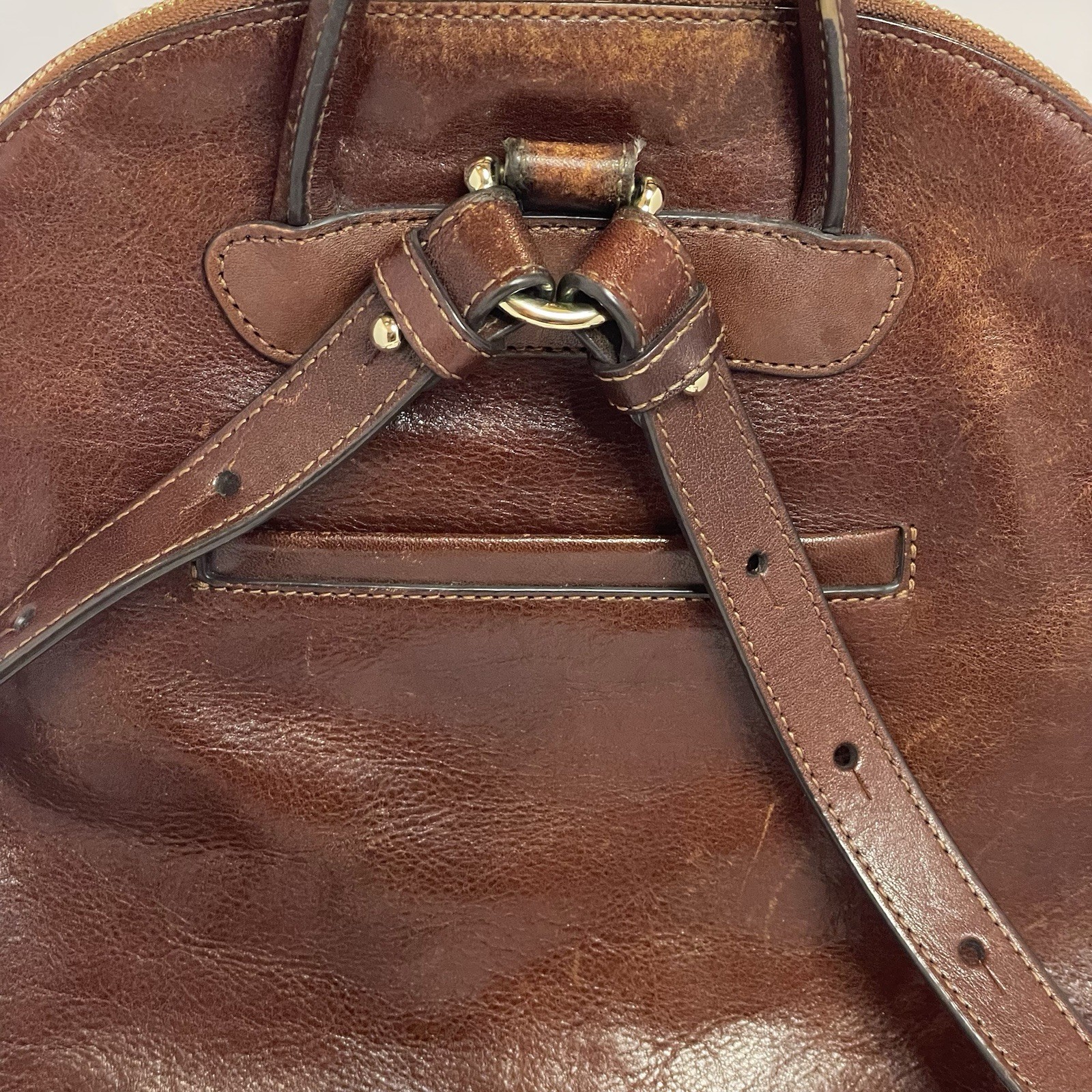 Brahmin Leather Backpack Purse Solid Brown Adjust… - image 5