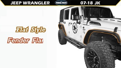 4Pcs Front & Rear Flat Fender Flares for Jeep Wrangler 2007-2018