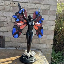Large Beautiful Widdop Bingham & Co Winged AngelFairy Tiffany Style Lamp Rare