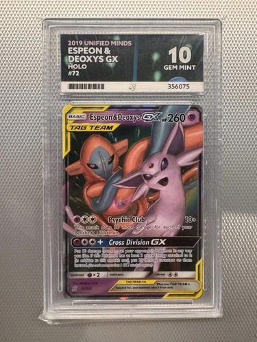 Pokémon TCG Espeon & Deoxys GX 72/236 ACE 10 Unified Minds Tag Team 2019