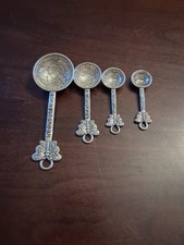 Ganz Butterflies and Sun Flowers 4 pc Embossed Metal Measuring Spoon Set Cottage