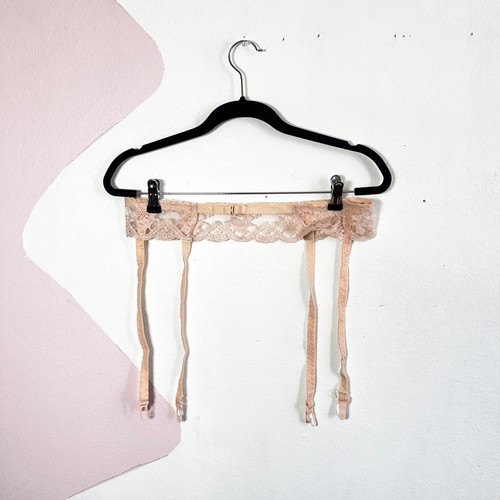 Vintage Floral Lace Garter Belt Made in USA Peach Lingerie Sexy One Size