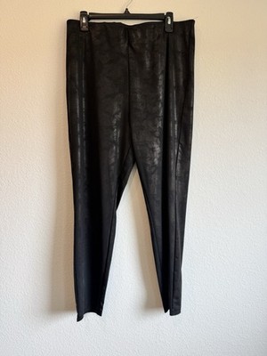 Dear John Women's Metallic Black Faux Leather Pull On Leggings Shine Size XL