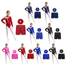 Kids Girls Suit Dance Outfit Competition Set Bodysuit Workout Unitard Leotard