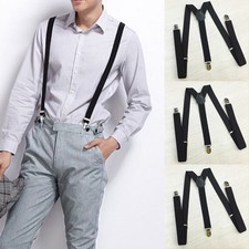 Men Braces Suspender 1x Bib Clip Elastic Webbing Heavy Duty High Quality