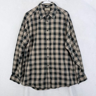 Arrow Shirt Mens L Blue Work Casual Plaid Rayon Pocket Button Up