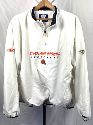 Reebok Cleveland Browns Windbreaker Jacket Mens L White NFL Football Pullover
