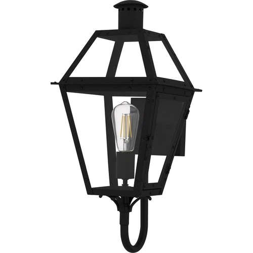 Earth Black  Outdoor Wall Lantern from the Rue De Royal Collection - Picture 2 of 5