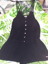 VICTORIA'S SECRET PINK VINTAGE 1 PC. ROMPER BLACK W LACE RAZORBK DRAW LO WAIST S