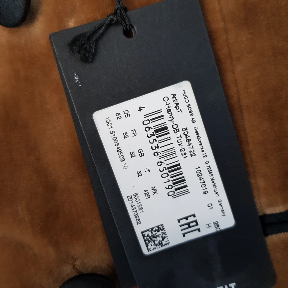 Hugo Boss Hombres Chaqueta 42R Marrón Terciopelo Esmoquin C-Hanry Blazer Doble Pecho Foto 4 de 4